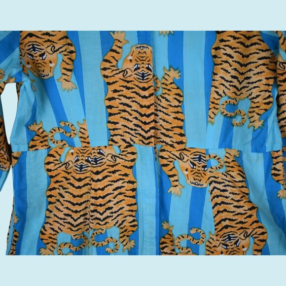 Tuckernuck Guadalupe Dress Size Medium Blue Striped Luciana Tibet Tiger Maxi - Picture 8 of 15